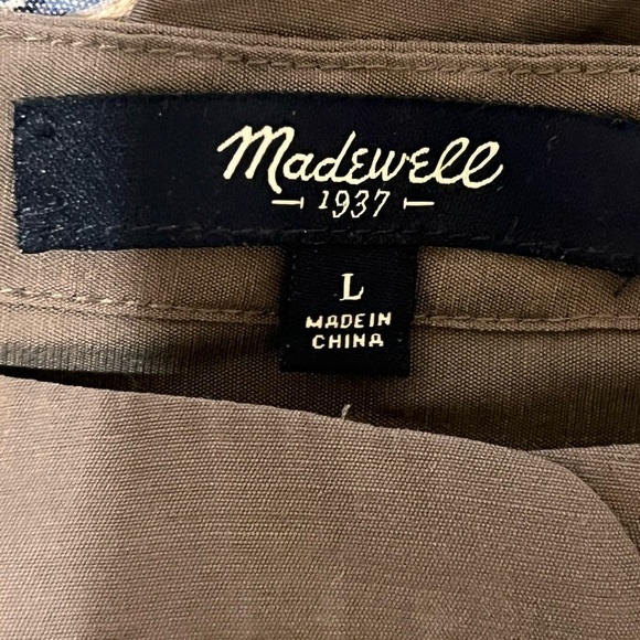 Madewell Women's Olive Green Pleated Shirt Dress Sz. L NWOT - Picture 5 of 6